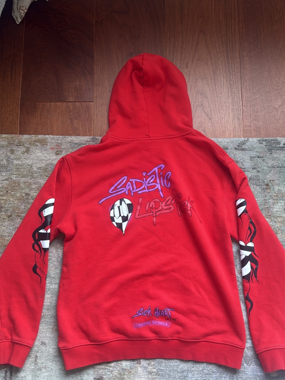 Chrome Hearts Red Graphic Hoodie with Black & White Accents